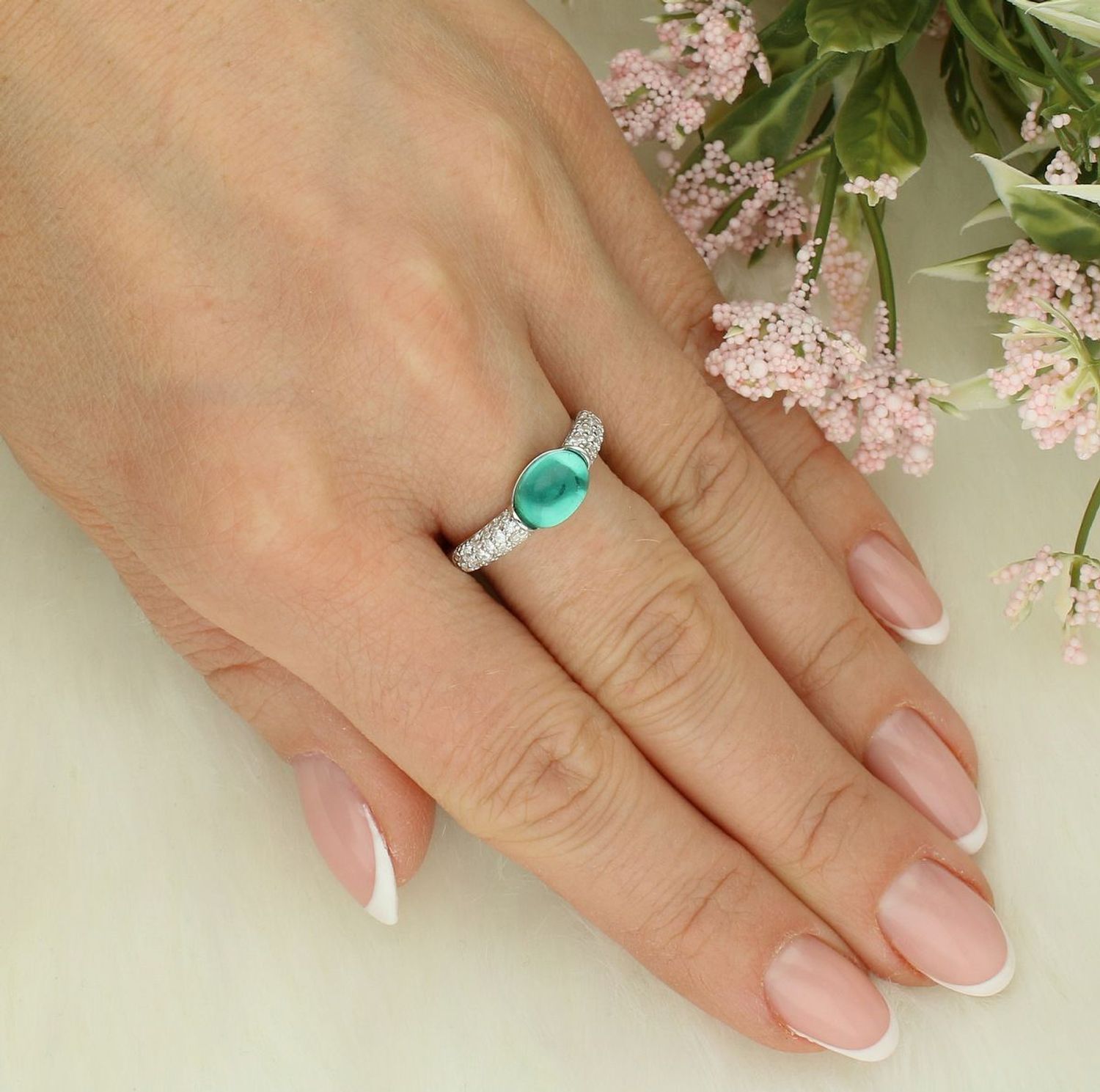 Pierścionek damski srebrny 925 z kamieniem w kolorze turmalinu Nomination Myradiance 241500 041 006.png